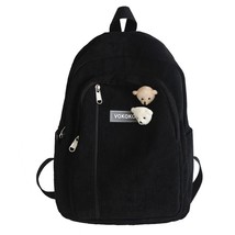 Stripe Cute Corduroy Woman Backpack Schoolbag For Teenage Girls Boys Harajuku Fe - $34.27