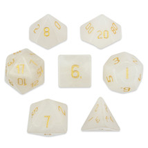 Set of 7 Handmade Stone Polyhedral Dice, White Jade - £59.65 GBP