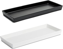 Black &amp; White Vanity Tray Set - 12x5&#39;&#39; Resin Trays for Elegant Countertop Decor - $36.99