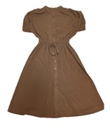 Vintage 70s Vicky Vaughn Cottagecore Puff Sleeve Belted Midi Button Dres... - $81.42 CAD