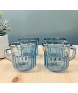 4 Vintage Fortecrisa Mexico ice Blue Tea Cups Glass Mugs Ribbed scallope... - €17,07 EUR