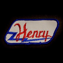 Vintage Name Henry Blue Red Patch Embroidered Sew-on Work Shirt Uniform - £2.71 GBP