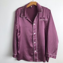 Lily Silk PJ Shirt Mens XS Pink Mulberry Silk Button Luxury Sleepwear Ov... - $41.68