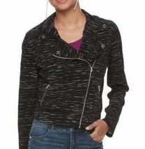 Womens Jacket Moto Zip Up Candies Black Long Sleeve Crop Studded Collar-... - $23.76