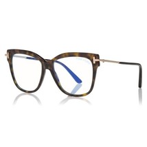 TOM FORD FT5704-B 052 Classic Dark Havana/Rose Gold/Blue Block Lenses 54mm Ey... - £113.15 GBP