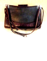 Brighton Black and Brown Leather and Croc Embossed Purse Shoulder Bag - £39.56 GBP