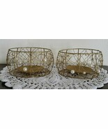 Gold Filagree &amp; Pearl ~ Tea Light/Votive Candleholders ~ 4.25&quot; x 3&quot; x 2.... - $30.69 CAD