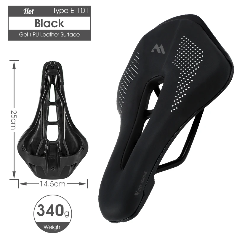 WEST BI Bike Saddle MTB Mountain Road Bicycle Seat PU Leather Cycling Cushion Co - £99.31 GBP