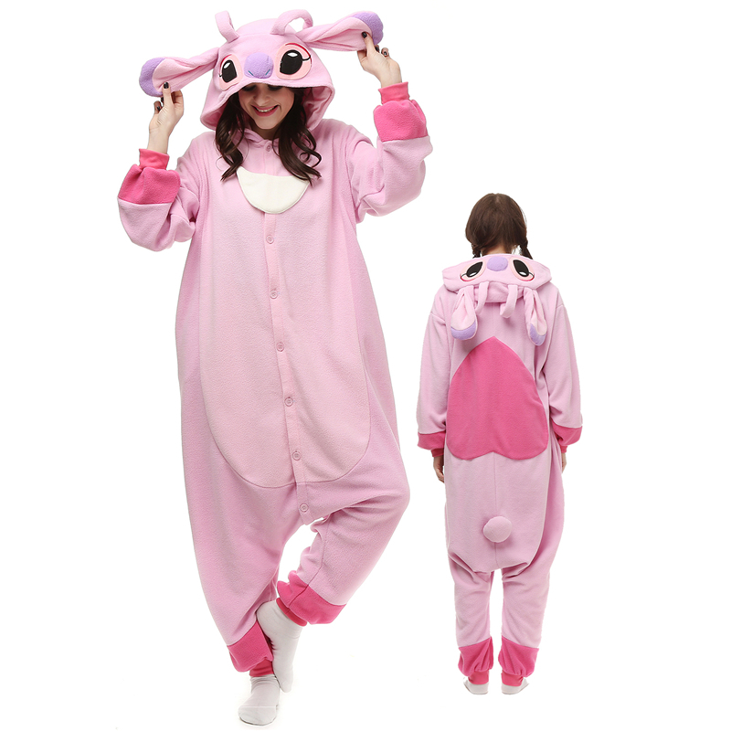 Pink Stitch Adult Onesies Animal Cartoon Kigurumi Pajamas Halloween Cosplay