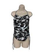 Old Navy Top Scrunch Halter Tankini Swim Top Medium Black White Floral P... - £20.54 GBP