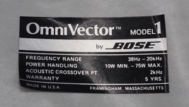 Vintage Bose Omni Vector 1 Speaker Logo Badge Decal - $9.89