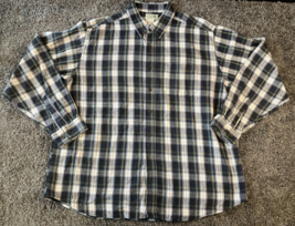 L.L. Bean Shirt Mens XL Blue White Green Flannel Plaid Button-Down Vinta... - $38.49