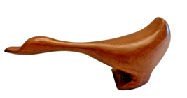 Sculpture Wooden Duck Animal Statue Wood Carving Handcrafted Signed 6 Inch Long - £26.05 GBP