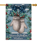 Dyrenson Warm Winter Wishes Gloves 28 X 40 House Flag, Christmas Mitten ... - £9.20 GBP