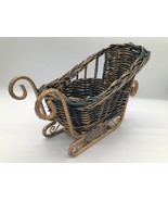 Green/gold  Wicker Christmas Holiday Sled Sleigh Decoration Basket 14 x ... - $352.15 MXN