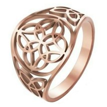 Rose Gold Celtic Circle Knot Ring Stainless Steel Trinity Star Band Sizes 6.5-10 - £11.25 GBP