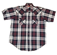 Ely Plains Flannel Shirt Mens XL Pearl Snaps Western Short Sleeve Vtg - £13.12 GBP