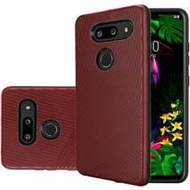 for LG G8 Textured Embossed Lines Hard Plastic PC TPU Hybrid Case RED - £4.70 GBP