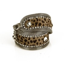 Nanni Milano Woman&#39;s Metallic Mesh Leopard Print Calf Hair Chain Clip Be... - $114.08