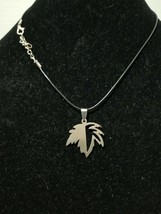 Maple Leaf - Stainless Steel Charm Pendant Necklace On Waxed Cord    Z12 - $5.00