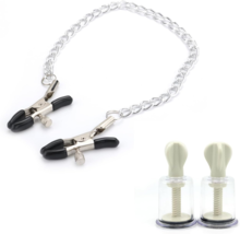 Nipple Clamps And Nipple Suckers Set With Chain Clip Enhancer BDSM Metal... - €7,69 EUR