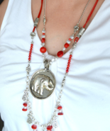 Coral necklace, Long Boho Necklace, Tribal, Elephant, Ethnic, Multistran... - £26.31 GBP