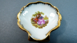 Limoges France Miniature Sea Shell Candy Trinket Dish with Gold Trim Romance - £18.68 GBP