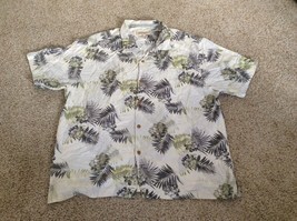 TOMMY BAHAMA Mens XXL Hawaiian Original Fit Silk Flowers Leaves Tan Shirt - £23.59 GBP