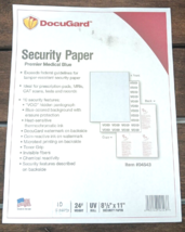 10 SHEETS DocuGard 04543 Security Paper 24# 8-1/2 x 11 Premier Medical Blue - $2.00