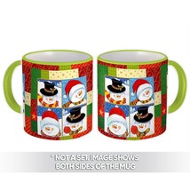 Snowman Portrait : Gift Mug Christmas Patchwork Quilt Pattern Cute Kids Scrapboo - £12.70 GBP