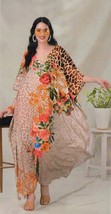 Indian Printed Multi Feather Silk Kaftan Dress Women Nightwear Free Shipment - £19.85 GBP