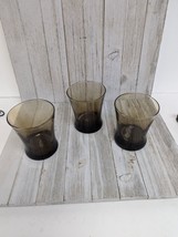 Vintage 3 Anchor Hocking Tumblers Linden Smokey Brown Drinking Glasses - $24.97