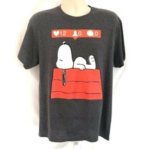 Peanuts Snoopy Dog Mens Gray Graphic T-Shirt Large Stretch Twitter 50/50 Cotton - £15.65 GBP