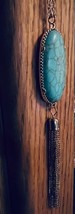 Turquoise - tranquility, lab created, elongated necklace with tassel - $31.50