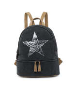 Black Canvas Rucksack/Backpack with Silver Star - $70.90 CAD