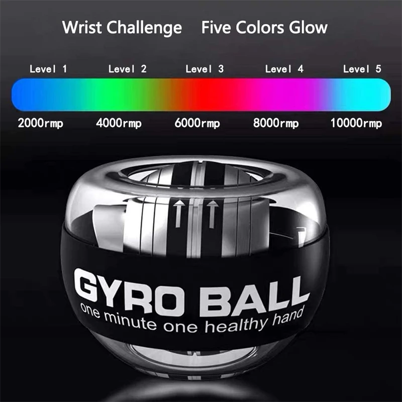 Game Fun Play Toys Autostart LED Gyro PowerBall Hand Shake GyroA Wrist Ball Stre - £32.17 GBP