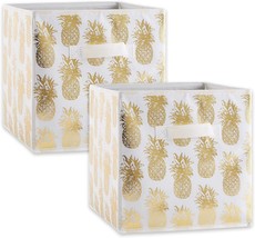 Metallic Pineapple, White And Gold, Dii Nonwoven Polyester, Small Set Of 2. - £24.71 GBP