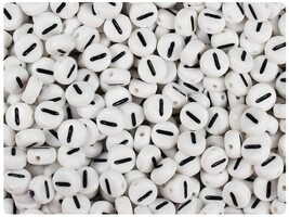 BeadTin White Opaque 7mm Coin Alpha Plastic Beads - Black Number 1 (100pcs) - $2.09