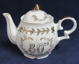 Vintage Lefton Musical Wind Up Teapot 50th Anniversary Floral Japan - WORKS - £11.64 GBP