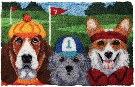 Rug Making Latch Hooking Kit | Dogs Playing Golf (110x70cm printed canvas) - £87.97 GBP
