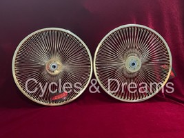 2 VINTAGE LOWRIDER 20&quot; CUSTOM HOLLOW HUB WHEELS 144 SPOKE ALL GOLD, TAIW... - £439.75 GBP