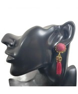Fashion Jewelry Womens Red Gold Dangle Tassel Bohemian Post Earrings Boh... - £15.93 GBP