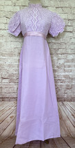 Vintage 60s Handmade Taffeta Lace Empire Waist Maxi Dress Lavender *XS Chest 32 - £104.74 GBP