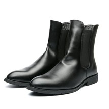 Men&#39;s Fashion Boots Men Retro Brand Boots Leather Ankle Boots Black Low Heel Sho - £37.37 GBP