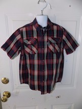 Shaun White Red/Blue/Gray Plaid Button Down Short Sleeve Shirt Size S Boy&#39;s EUC - £9.70 GBP