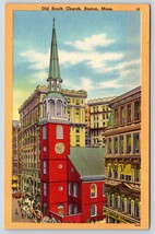 Postcard Old South Church Boston Mass Linen - £3.94 GBP