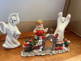 Mixed Lot of Crackled Glazed White Ceramic Ghosts Archway w Owl Skeletons Ghosts - £11.49 GBP