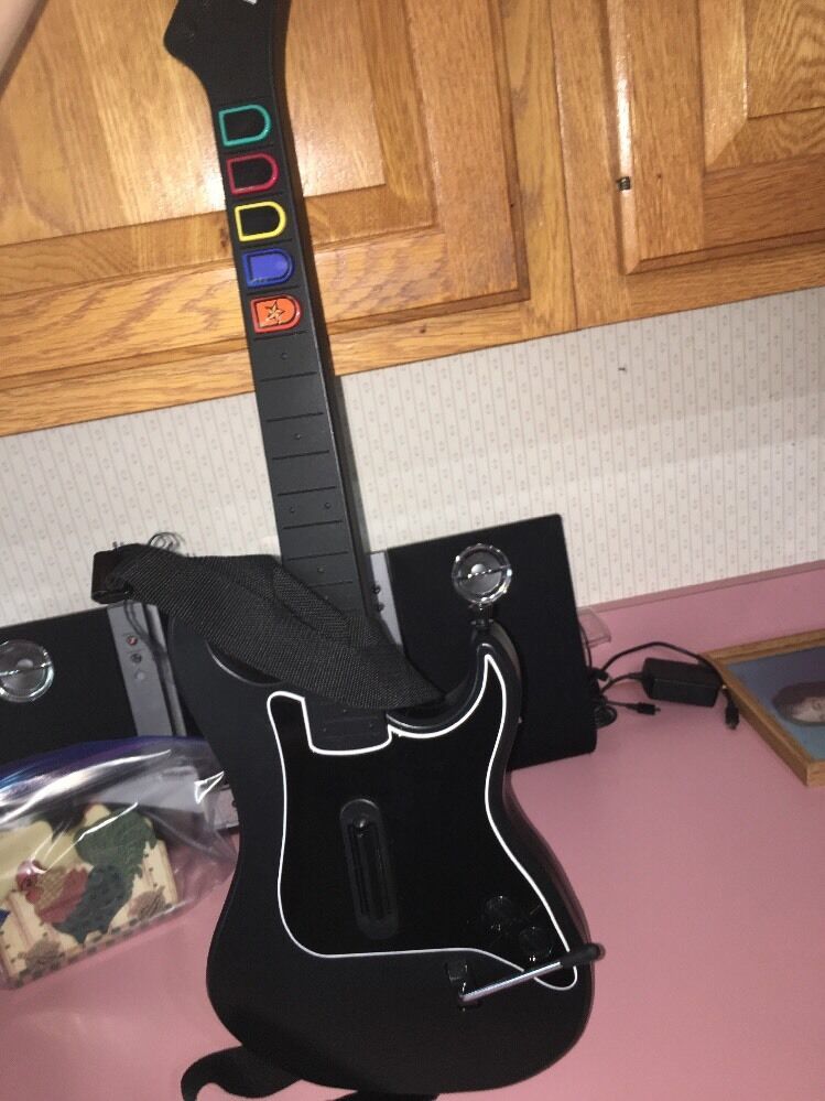 Sony PS2 Guitar Hero Wireless Controller Kramer Striker Black No Dongle ... - $49.38