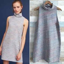 Anthropologie Akemi + Kin Tweed Mock Neck Dress Blue Multicolor Womens Medium - £33.29 GBP