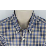 Nautica Long Sleeve Button Down Shirt Men&#39;s Size Large Tan Blue Plaid Po... - £9.43 GBP